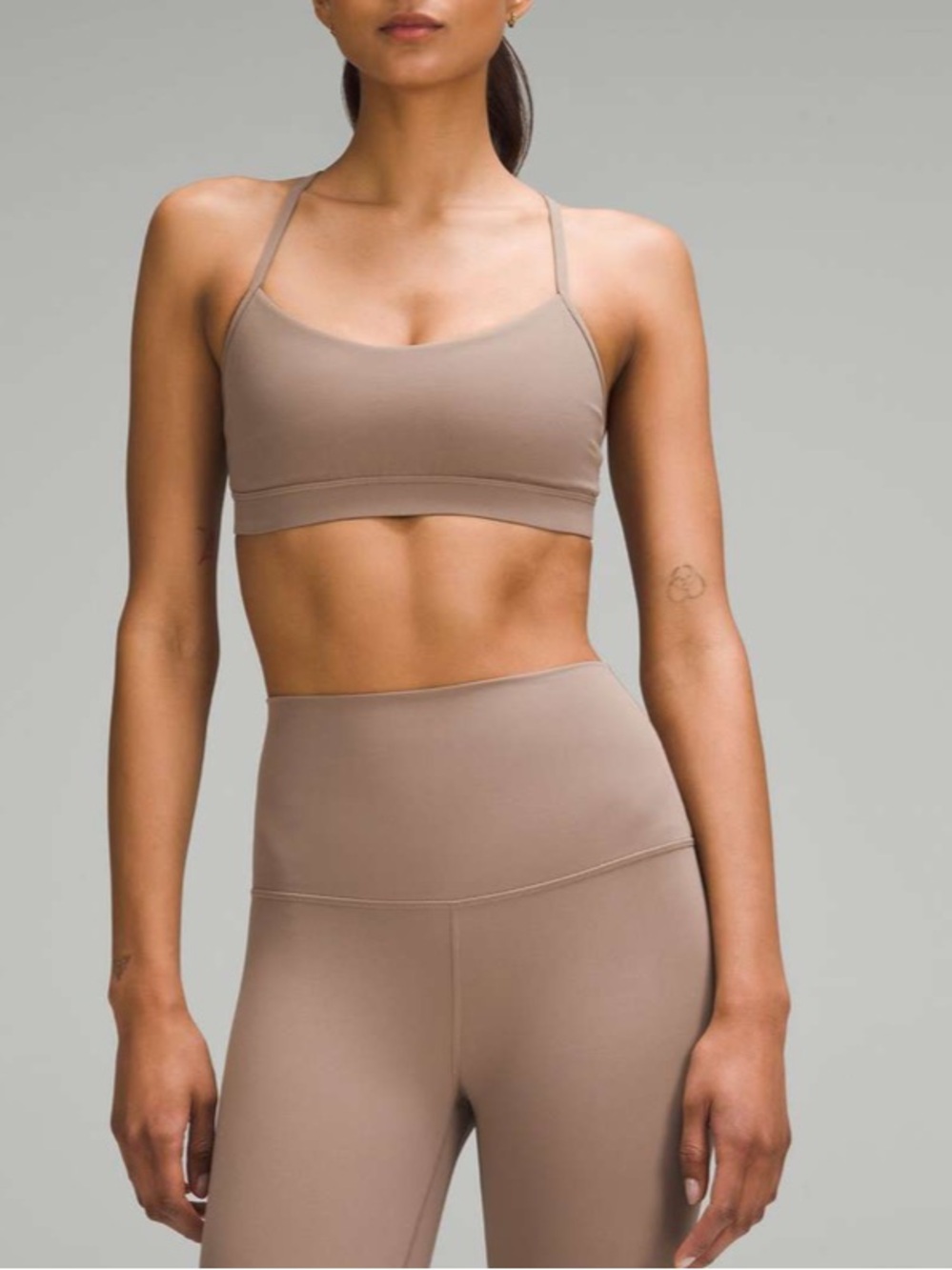 lululemon athletica Flow Y Nulu Sports Bra — Taupe